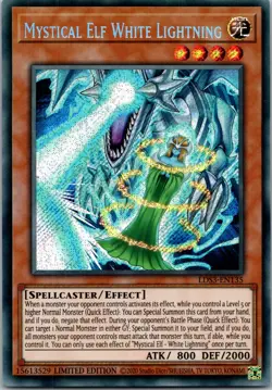 Yugioh Mystical Elf White Lightning LDS3-EN135 Limited Edition Secret Rare NM - Image 1