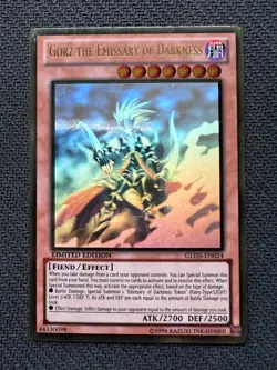 Yugioh Gorz the Emissary of Darkness Limited Ed Ghost/Gold Rare GLD5-EN024 LP/NM - Image 1