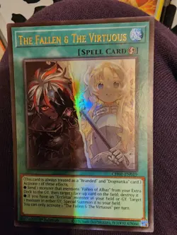Yu-Gi-Oh! TCG The Fallen & The Virtuous Ultra Rare 1st Ed. With Sleeve - Image 1