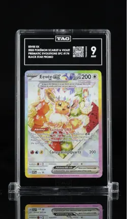Eevee EX 174 Prismatic Evolutions Black Star Promo Card TAG 9 Mint - Image 1
