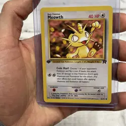 Pokemon TCG Team Rocket 62/82 Meowth 1st Edition LP Vintage Nintendo Card WOTC - Image 1