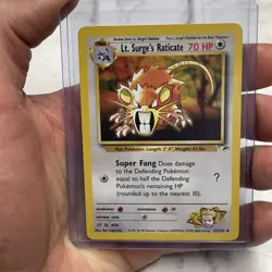 Pokemon - Gym Heroes Lt. Surge's Raticate 51/132 NM/MT Vintage Pokemon Card WOTC - Image 1