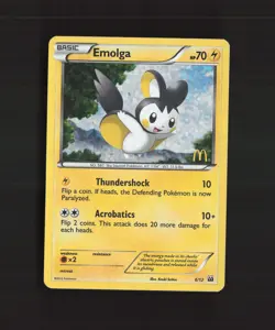 Emolga 6/12 McDonalds 2012 Promo Holo Rare Pokemon Card DMG - Image 1