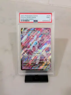 Pokemon Sylveon VMAX Holo Ultra Rare TCG Card Evolving Skies 075/203 PSA 9 - Image 1