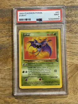 GRADED PSA 9 1999 Pokemon Fossil Zubat #57 - Image 1