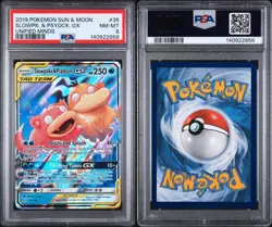 2019 POKEMON SUN & MOON UNIFIED MINDS #35 SLOWPOKE & PSYDUCK GX PSA 8 - Image 3