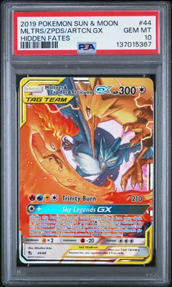 Moltres/Zapdos/Articuno Gx Pokemon Sun & Moon Hidden Fates 44 GM PSA 10 - Image 1