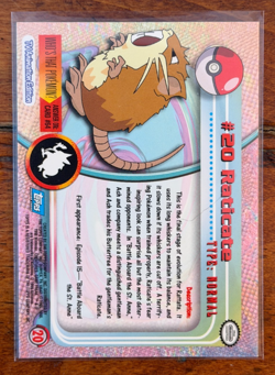 1999 Topps Pokemon Raticate #20 Non-Foil Blue Logo TV Animation Edition NM/LP - Image 2