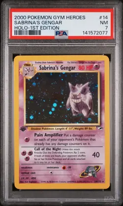 2000 POKEMON GYM HEROES HOLO #14 SABRINA'S GENGAR PSA 7 - Image 1