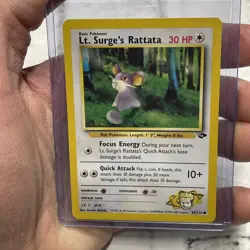 Pokemon Gym Challenge Lt. Surge's Rattata 85/132 Common NM Near Mint Vintage Vtg - Image 1