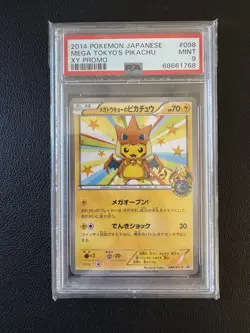 Pokemon Mega Tokyo's Pikachu Mega Charizard Y Japanese Promo 098/XY-P PSA 9 Mint - Image 1
