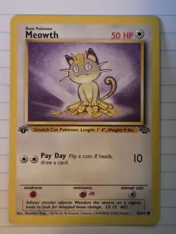 Pokemon Meowth 56/64 Jungle 1st Edition Regular Moderate Played - Image 1