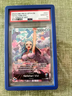 One Piece Nefeltari Vivi Leader Alt Art OP04-001 Kingdoms of Intrigue PSA 10 - Image 1