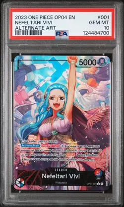 2023 ONE PIECE OP04-KINGDOMS OF INTRIGUE ALTERNATE ART NEFELTARI VIVI PSA 10 - Image 1
