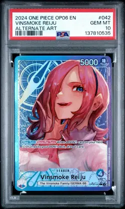 2024 ONE PIECE OP06 VINSMOKE REIJU ALTERNATE ART LEADER #042 PSA 10 - Image 1
