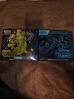 Pokemon TCG Mega Evolution Phantasmal Flames ETB & Surging Sparks ETB Lot of 2 - Image 1