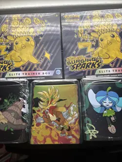 Pokemon Surging Sparks Elite Trainer Box 2 ETB Lot NEW Plus 3 Stacking Tins 🔥 - Image 1