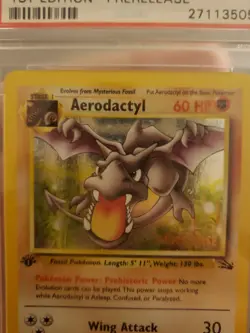 1999 Aerodactyl (Prerelease) #1/62 HOLO Pokemon Fossil 1ST Edition PSA NM 7!!! - Image 3