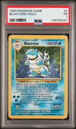 PSA 1 PR 1999 Base Set Blastoise 2/102 Holo Foil Pokemon WOTC Unlimited Rare - Image 1
