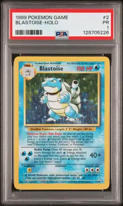 PSA 1 PR 1999 Base Set Blastoise 2/102 Holo Foil Pokemon WOTC Unlimited Rare - Image 1
