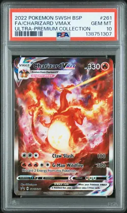 2022 POKEMON SWSH BLACK STAR PROMO #261 FULL ART/CHARIZARD VMAX PSA 10 - Image 1