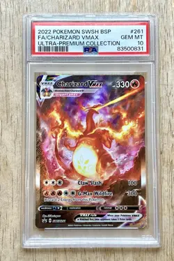 2022 POKEMON SWSH BLACK STAR PROMO #261 FULL ART CHARIZARD VMAX PSA 10 - Image 1