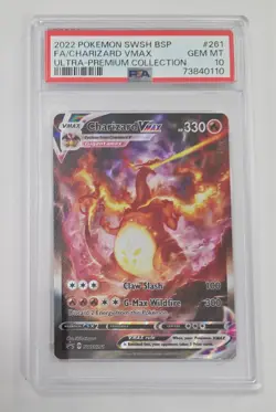 2022 POKEMON SWSH BLACK STAR PROMO #261 FULL ART CHARIZARD VMAX PSA 10 GEM MT - Image 1
