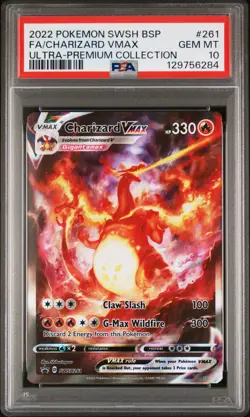 2022 POKEMON SWSH BLACK STAR PROMO #261 FULL ART/CHARIZARD VMAX PSA 10 - Image 1