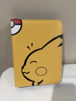 Pikachu Pokemon Card Binder Zippered Yellow Portfolio w/ Extra Sleeves - Image 1