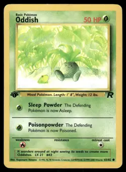 Pokemon Cards Oddish 63/82 1ST EDITION Team Rocket Common HP - Image 1
