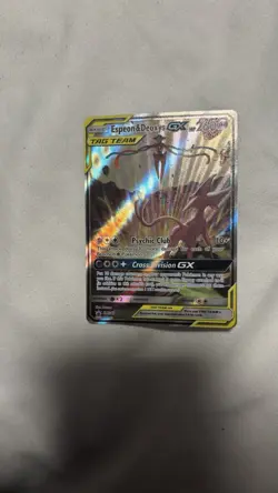 Pokemon Card TCG Espeon & Deoxys GX SM240 Black Star Promo Full Art Holo NM - Image 1