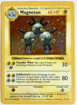 Pokemon TCG Magneton SHADOWLESS Rare Holo Card #9/102 Base Set - Image 1