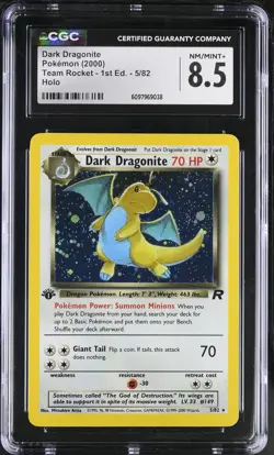 CGC 8.5 Dark Dragonite Team Rocket 1st Edition 5/82 Holo Pokemon Card - Image 1