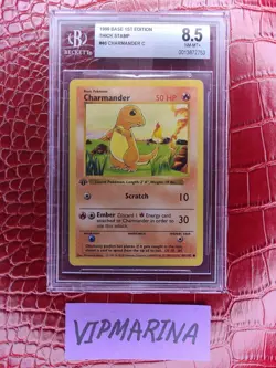1999 POKEMON Base Set 1st Edition Shadowless THICK STAMP #46 Charmander BGS 8.5 - Image 3