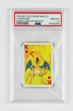 Pokemon Charizard - King of Hearts - PSA 10 - Bicycle Mini Playing Cards Green - Image 1