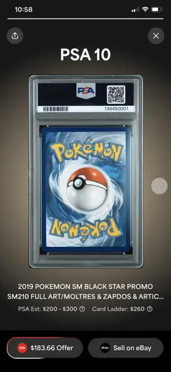 Pokemon 2019 SM210 Black Star Promo Moltres Zapdos Articuno GX PSA - Image 2