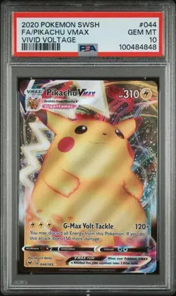 PSA 10 - 2020 POKEMON SWORD & SHIELD VIVID VOLTAGE #044 FULL ART/PIKACHU VMAX - Image 1