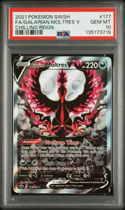 Galarian Moltres V 177/198 Chilling Reign Pokemon PSA 10 *036 - Image 1