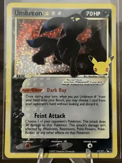 Pokemon TCG Umbreon Gold Star 17/17 Celebrations Classic Collection Holo - Image 1
