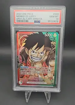 PSA 10 One Piece Monkey.D.Luffy ERRATA Romance Dawn OP01-003 AA Leader - Image 1