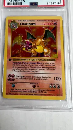 PSA 6 CHARIZARD 1999 Pokemon Base 1st EDITION Thick Stamp SHADOWLESS 4/102 Holo - Image 1