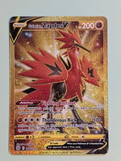 Pokemon Galarian Zapdos v TCG Full Art Gold Secret Rare Card 182/172 NM - Image 1