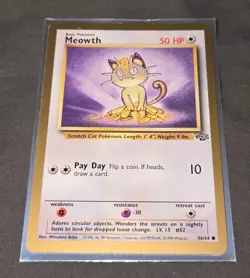 Pokemon Card Meowth Gold Border Fruit Rollup Promo Jungle WOTC 56/64 NM LP - Image 1