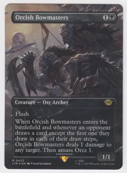 1x (LP) FOIL Borderless Orcish Bowmasters LoTR Universes Beyond Lord Rings MTG - Image 1