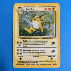 Raichu 14/102 Base Set Holo Pokemon Card WOTC LP/Played - Image 1