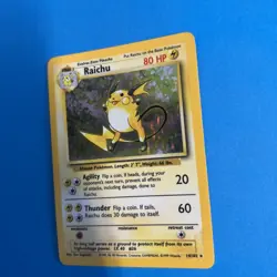 Raichu 14/102 Base Set Holo Pokemon Card WOTC LP/Played - Image 3