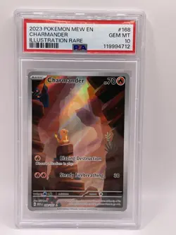 2023 Pokemon 151 Charmander #168/165 PSA 10 GEM MT Illustration Rare English - Image 1
