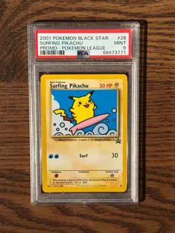 Pokemon League Black Star Surfing Pikachu Promo #28 PSA9 Cert # 68473771 - Image 3