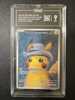 Pikachu with Grey Felt Hat 085 Pokemon Van Gogh Black Star Promo TAG 9 - Image 1