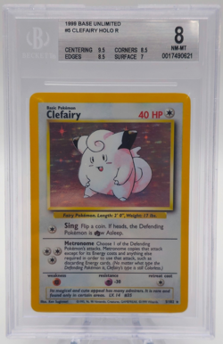 Clefairy Holo BGS 8 Base Ulimited Pokemon 1999 #5 - Image 1